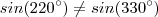 sin(220^{\circ}) \neq sin(330^{\circ}) sin(220^{\circ}) \neq sin(330^{\circ})