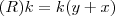 (R) k = k(y+x)