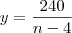 y = \frac{240}{n-4}