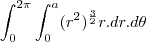 \int_{0}^{2\pi}\int_{0}^{a}(r^2)^{\frac{3}{2}}r.dr.d\theta \int_{0}^{2\pi}\int_{0}^{a}(r^2)^{\frac{3}{2}}r.dr.d\theta
