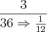 \frac{3}{36\Rightarrow\frac{1}{12}} \frac{3}{36\Rightarrow\frac{1}{12}}
