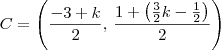 C = \left(\frac{-3 + k}{2},\,\frac{1+\left(\frac{3}{2}k - \frac{1}{2}\right)}{2}\right)