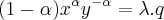 (1-\alpha){x}^{\alpha}{y}^{-\alpha}=\lambda.q (1-\alpha){x}^{\alpha}{y}^{-\alpha}=\lambda.q